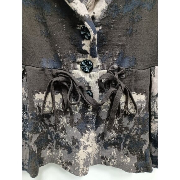 Anthropologie Charlie & Robin Wool Cardigan Medium Brown Tan Tie Dye Whimsygoth - Picture 2 of 11